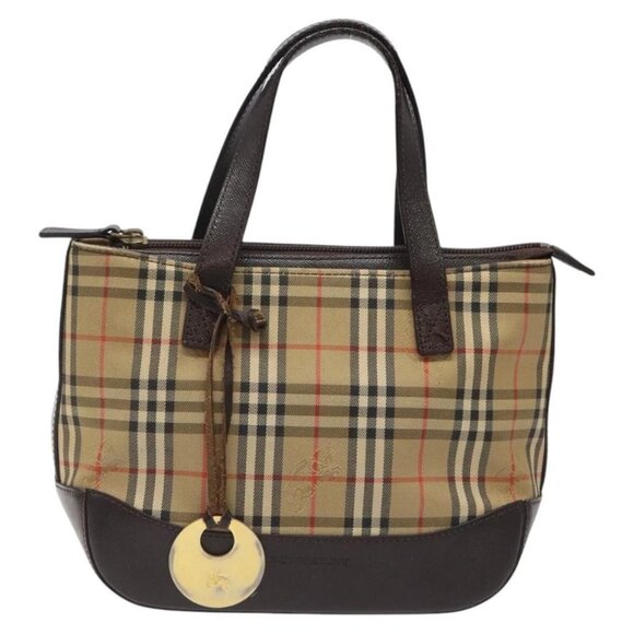 BURBERRY Nova Check Hand Bag Canvas Beige Auth 120467 - Picture 2 of 16